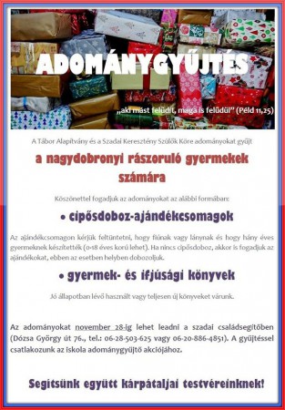 Adománygyűjtés Nagydobronyba 2019